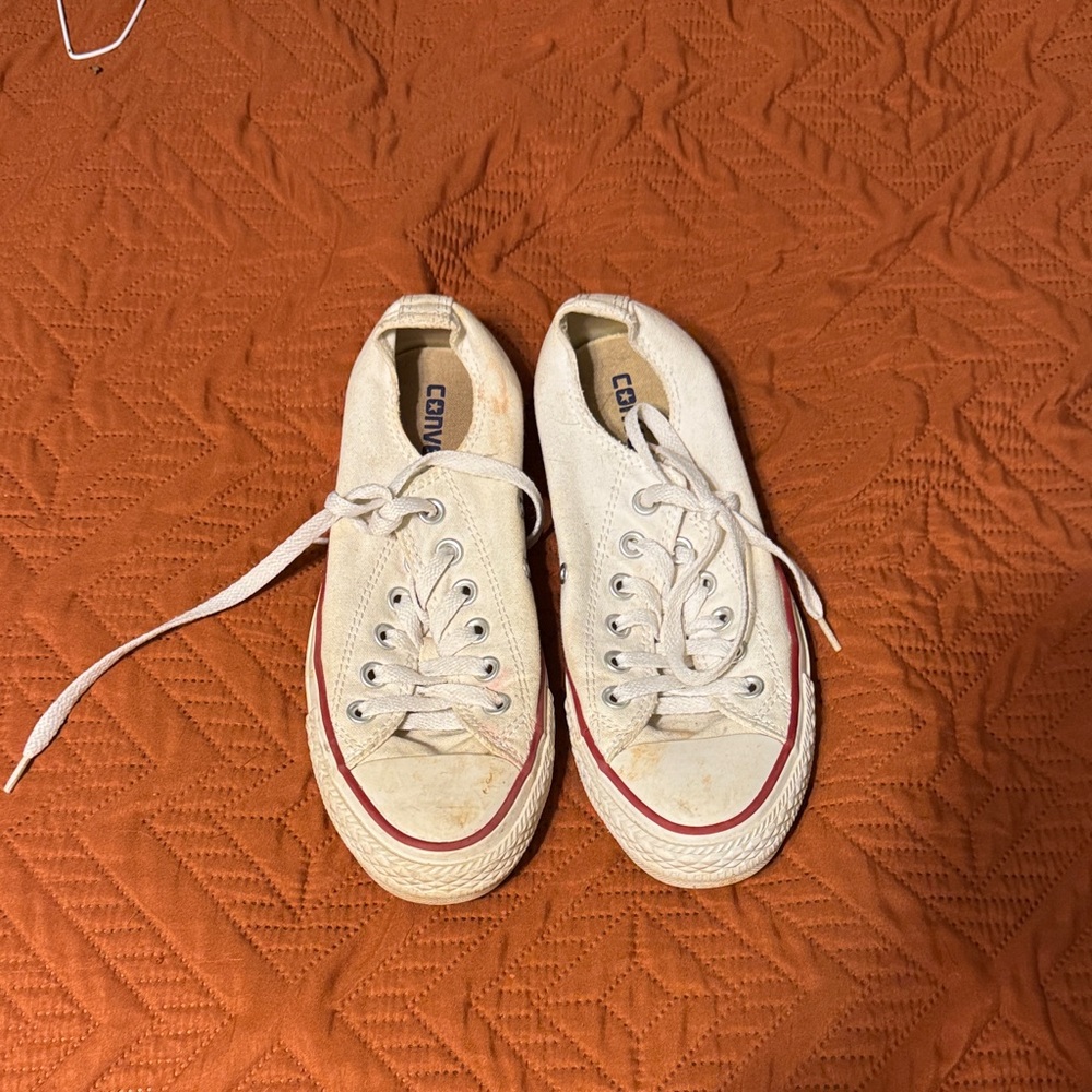 Converse Off-White Sneakers with Red Trim